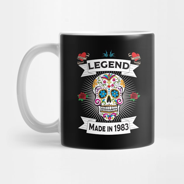 40th Birthday - Sugar Skull Legend Made In 1983 by Kudostees